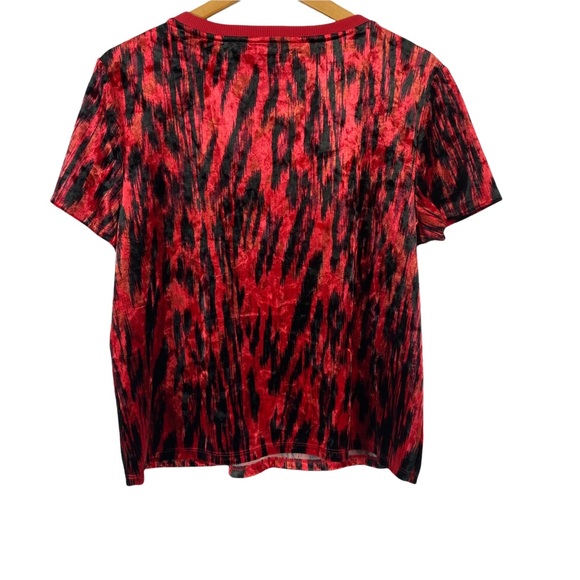 Rock & Republic Red & Black Leopard print Velvet Tee Women's L Valentines Day - Picture 4 of 8